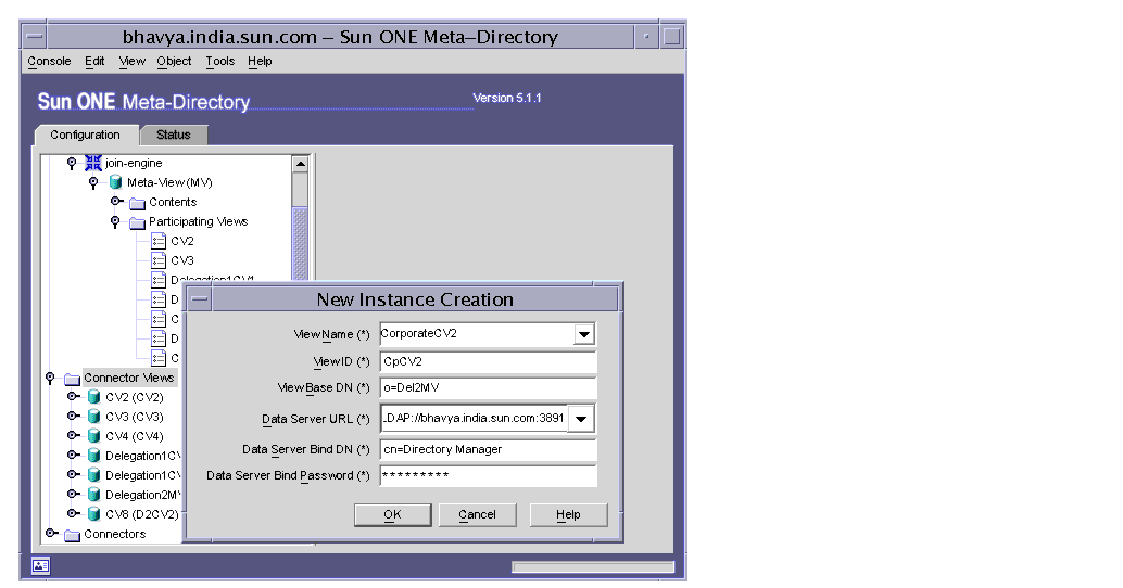 Figure shows the parameters enter to create connector 2 for the Corporate installation.