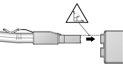 Illustration shows an InfiniBand cable being properly connected.