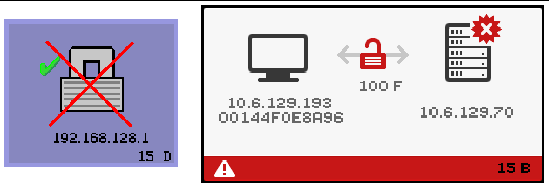 A large red X drawn through a lock symbol next indicates that the client refuses to connect.