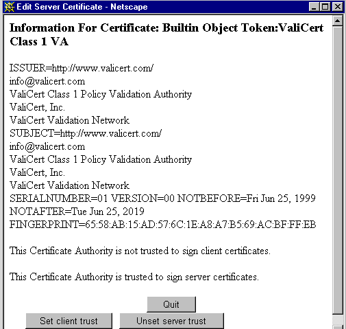 Figure showing Edit Server Certificate window.