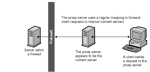 Figure showing a reverse proxy that appears to be the real content server