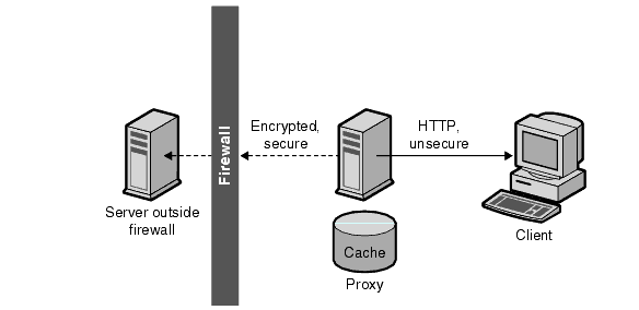 Figure showing a secure proxy connection to content server