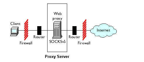 Figure showing the position of a SOCKS server in a network.