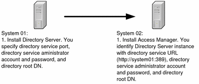Computer 01: Directory Server. Computer 02: install and configure
Access Manager to interoperate with Directory Server instance on computer 01.