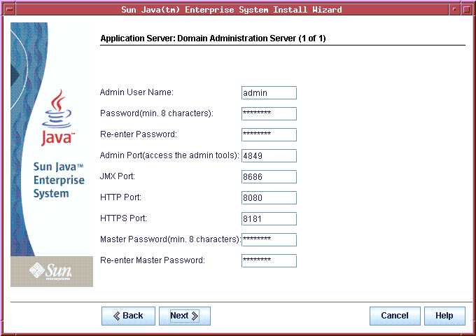 This is an Application Server configuration page.