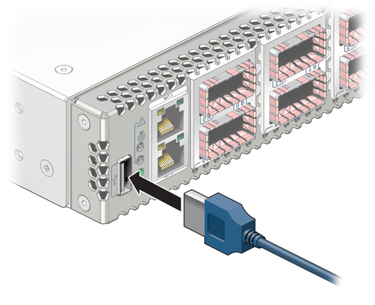 Illustration shows the USB management cable being connected.