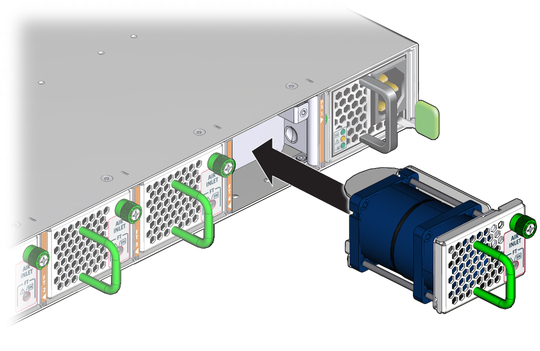 Illustration shows the fan being installed.