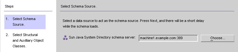 Use this panel to select a schema source.