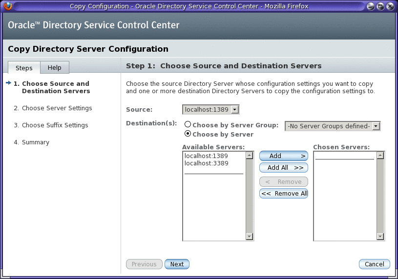 Illustration of the directory server configuration wizard.