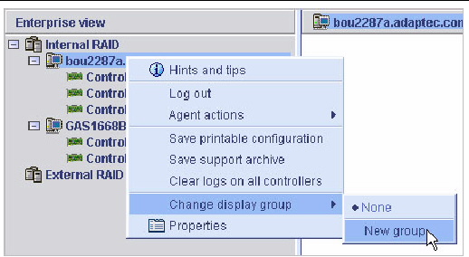 Change Display Group menu option.