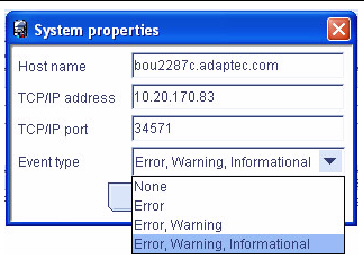 Screen shot of the Notification System Properties window.