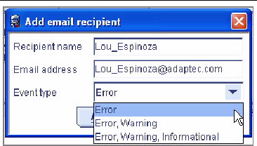 Screen shot of the Add E-mail recipient window.