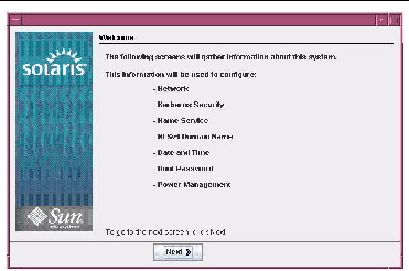 Solaris Installation Program Welcome screen