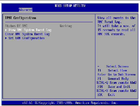 Graphic showing BIOS Setup Utility: Advanced - IPMI configuration