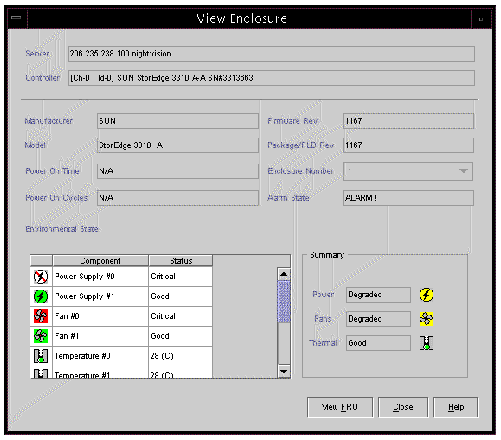 Screen capture showing the View Enclosure dialog box.