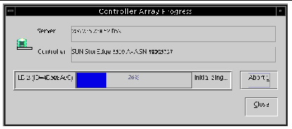 Screen capture showing the Controller Array Progress window.