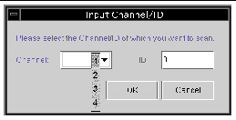 Screen capture showing the Input Channel/ID dialog box.