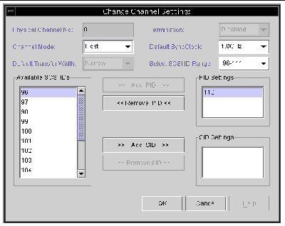 Screen capture showing the Change Channel Settings dialog box.