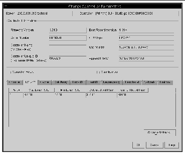 Screen capture showing the Change Controller Parameters window with the RS 232 tab displayed.