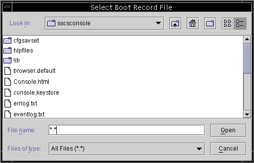 Screen capture showing the Select Boot Record File window.