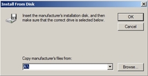 Graphic showing the Install From Disk dialog.