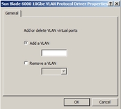 Graphic showing the Sun Multiple VLAN Protocol
Driver Properties dialog.