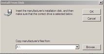 Graphic showing install from disk dialog box.