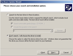 Graphic showing the search and installation
options page.