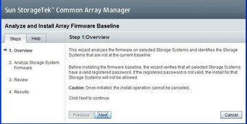 Graphic showing the array firmware baseline
wizard.