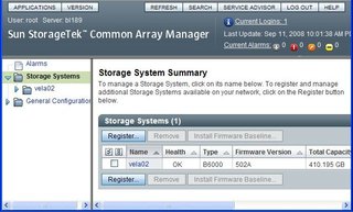 Graphic showing the storage system summary
page.