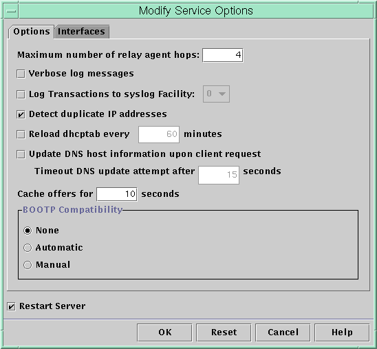 Dialog box shows the Options tab with many options fields and checkboxes. The context describes the purpose of the dialog box.