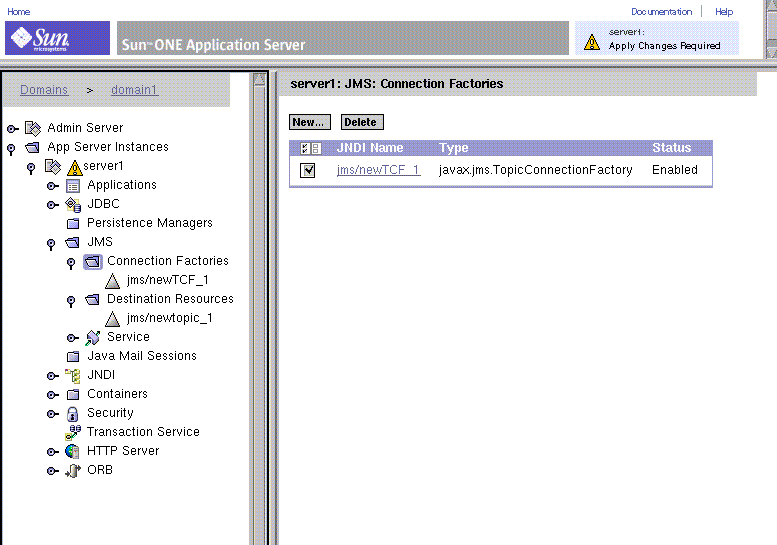  Application Server window showing dialog box used to delete administered objects. Screen  is explained in text.
