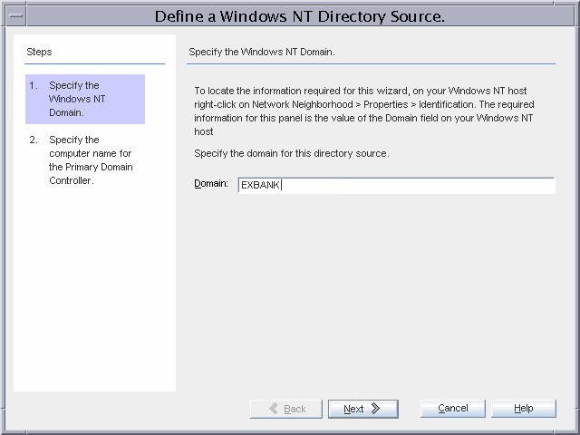 Windows NT Directory Source Selection Dialog Options