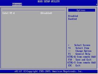 image:Figure showing BIOS Advanced menu Intel VT-d Configuration screen.