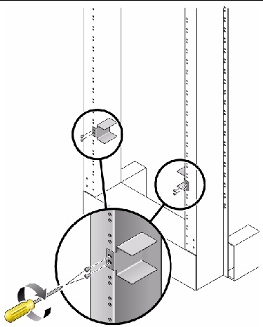 Figure showing how to install the rail guides in the rack.