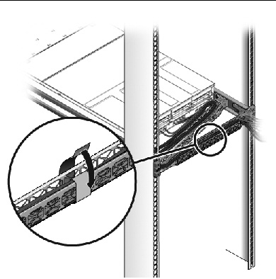 Figure showing how to secure cables inside the CMA.