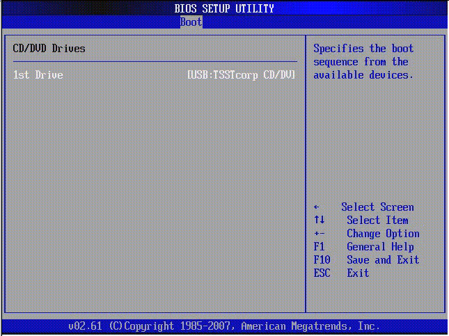 Graphic showing BIOS Setup Utility: Boot CD/DVD Drives.