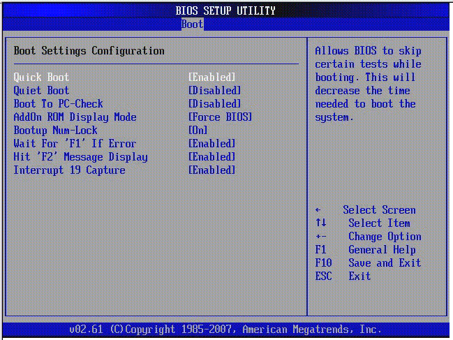 Graphic showing BIOS Setup Utility: Boot - Settings Configuration.