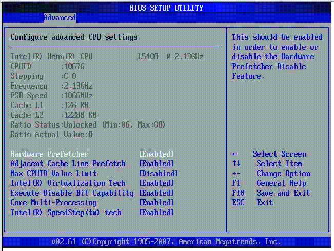 Graphic showing BIOS Setup Utility: Advanced - CPU setTings.