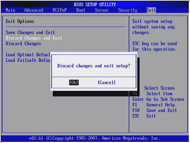 Graphic showing BIOS Setup Utility: Discard Changes, and Exit.