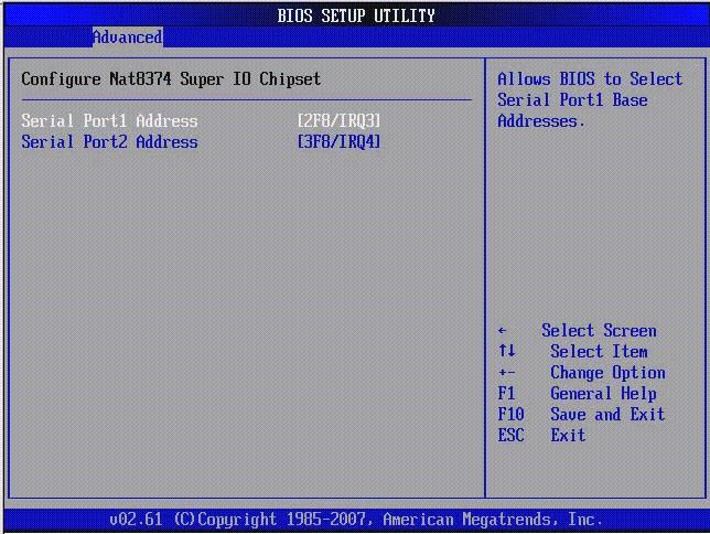 Graphic showing BIOS Setup Utility: Advanced - Super IO Configuration.