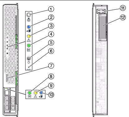 Illustration of Front Panel and Hard Drive LEDs