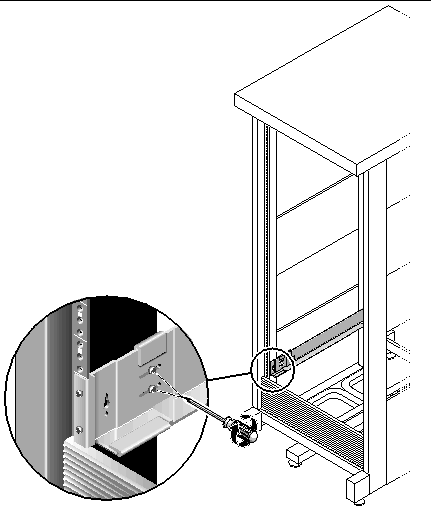 Figure showing the adjusting screws on the rail extension. 