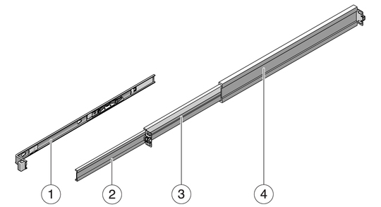 image:Figure shows slide rail assembly has two parts, the slide rail and the removable mounting bracket