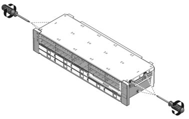 Figure showing removal of the front control panel light pipe assembly for T5220 servers.