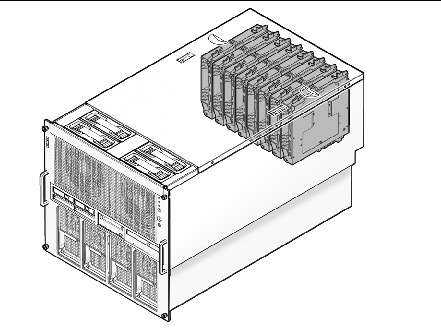 Figure noting the location of the memory boards in the SPARC Enterprise M5000 server.