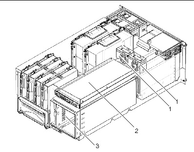 Figure illustrating the SPARC Enterprise M4000 internal rear view. 
