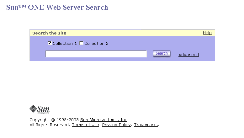 Figure showing the Sun ONE Web Server Search page.