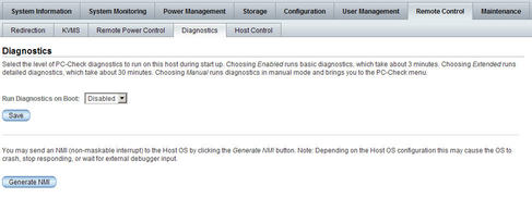 image:This graphic shows an x86 server Diagnostics page.