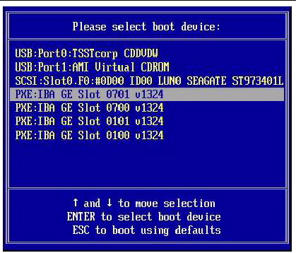 PXE boot device screen.